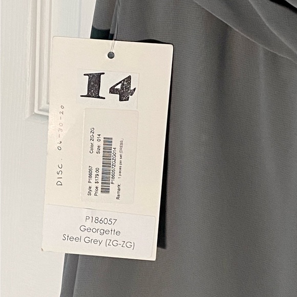 NWT Grey Long Strapless Sweetheart Georgette Dress - Picture 9 of 10